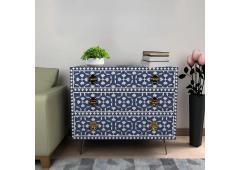 Efficient Refinement Bone Inlay Floral Chest of Drawers