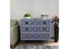 Efficient Refinement Bone Inlay Floral Chest of Drawers